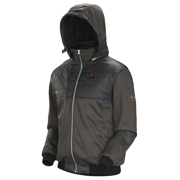 Pioneer Heated Fleece Hoodie Jacket w/ Detachable Hood, Charcoal, S V3210440U-S - main